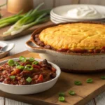 Cornbread Topped Chili Pie chile madness recipe