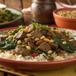 lebonese lamb lentils rice spinach recipe