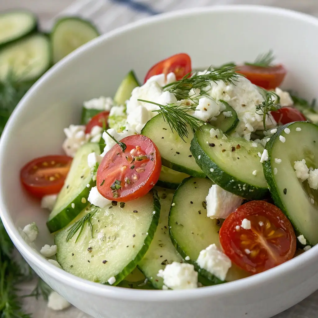 Cucumber Salad with Feta and Tomatoes