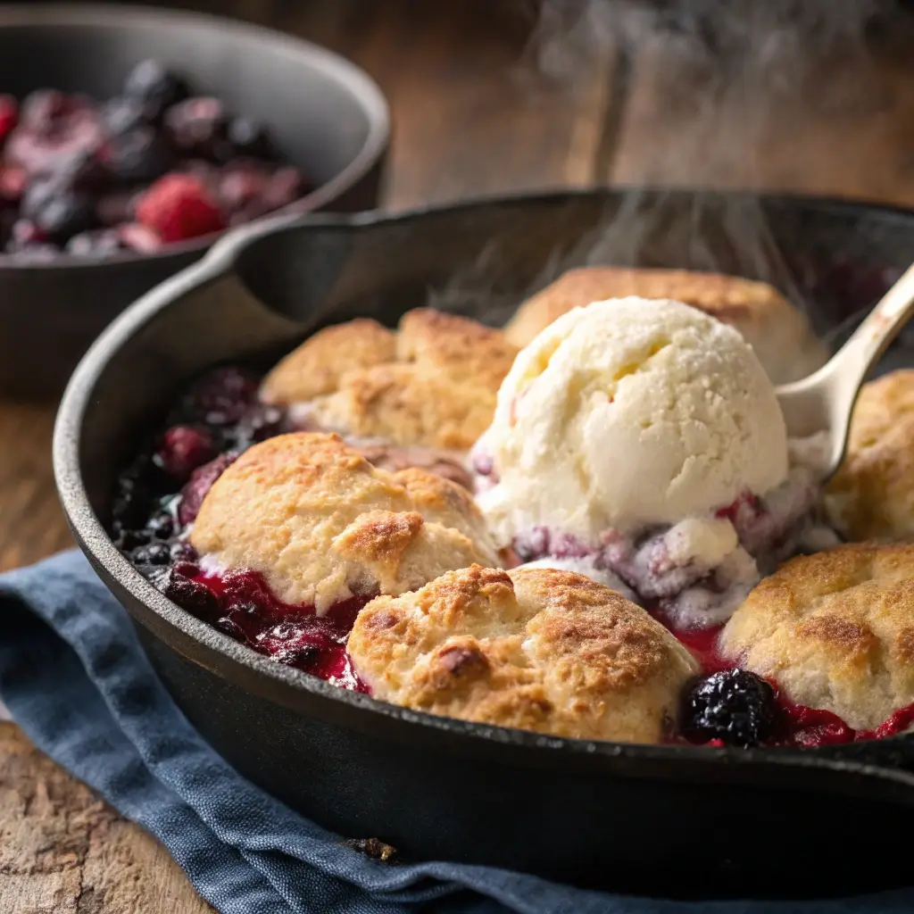 Easy Huckleberry Cobbler (Cast Iron Style)
