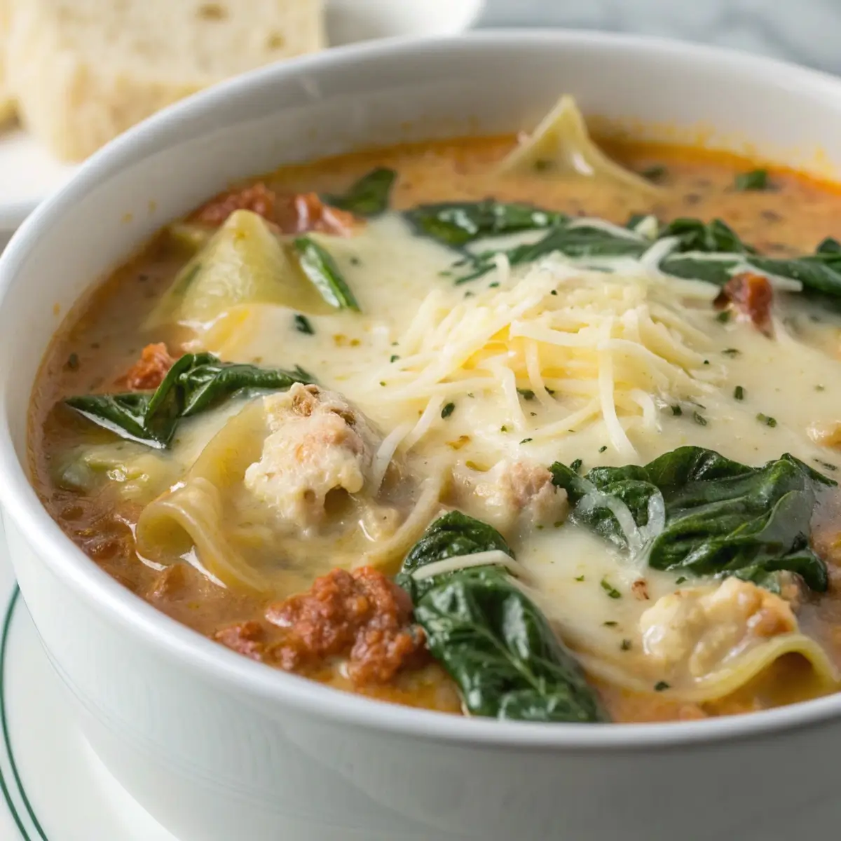 Creamy Spinach & Artichoke Lasagna Soup