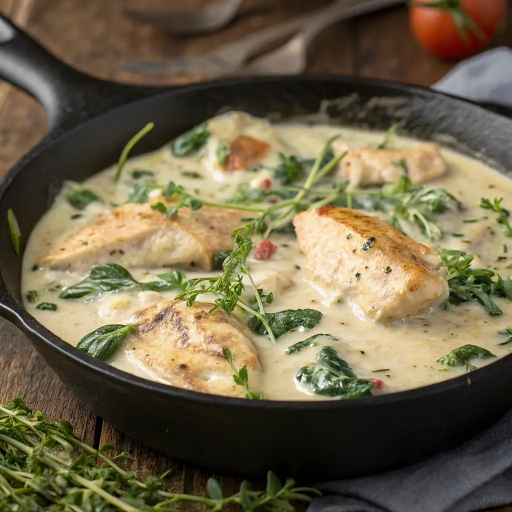 Creamy Chicken and Spinach Skillet