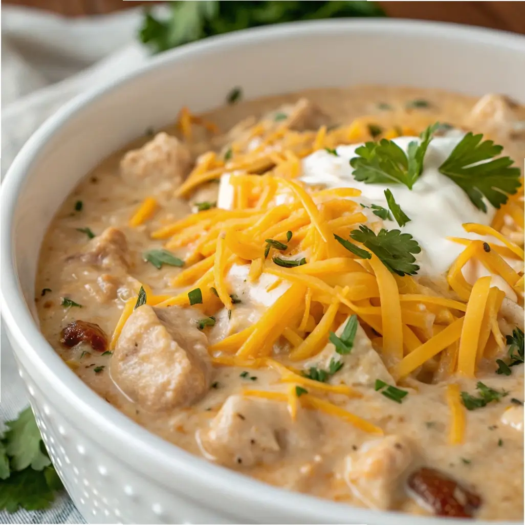 Crockpot Cream Cheese Chicken Chili