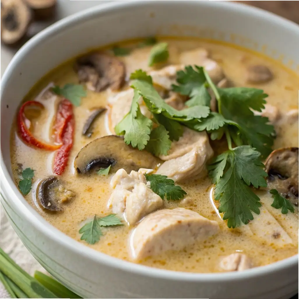 Crockpot Thai Coconut Soup (Tom Kha Gai Inspired)