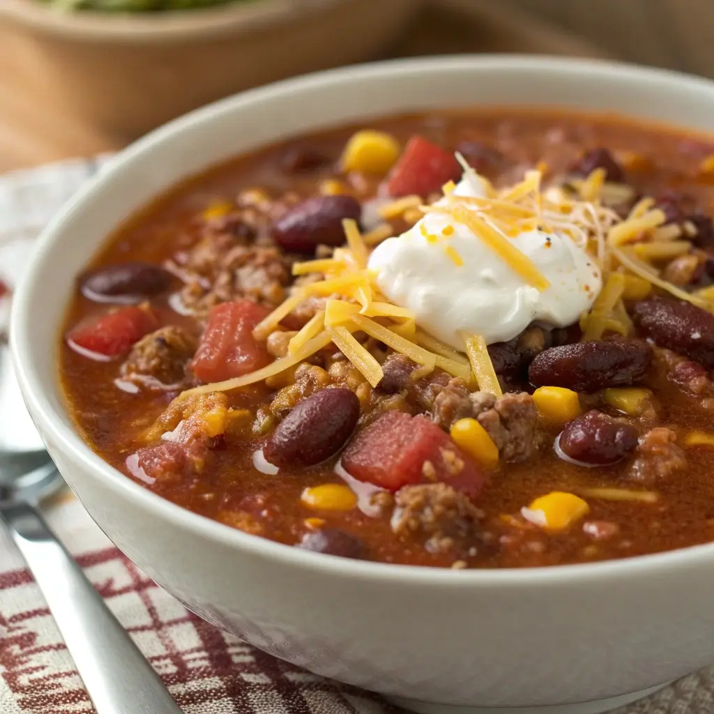 Crockpot Taco Soup with Ground Beef