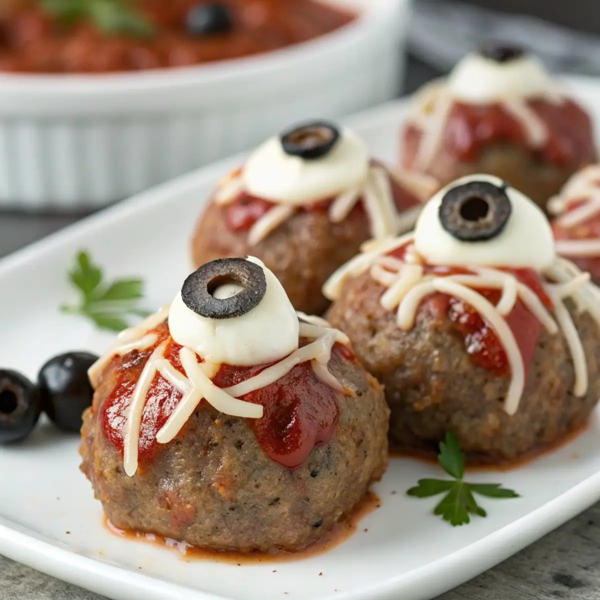 Eyeball Meatballs (Scary Halloween Appetizer)