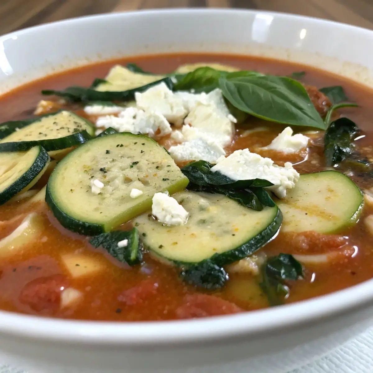 Vegetarian Lasagna Soup with Spinach & Zucchini