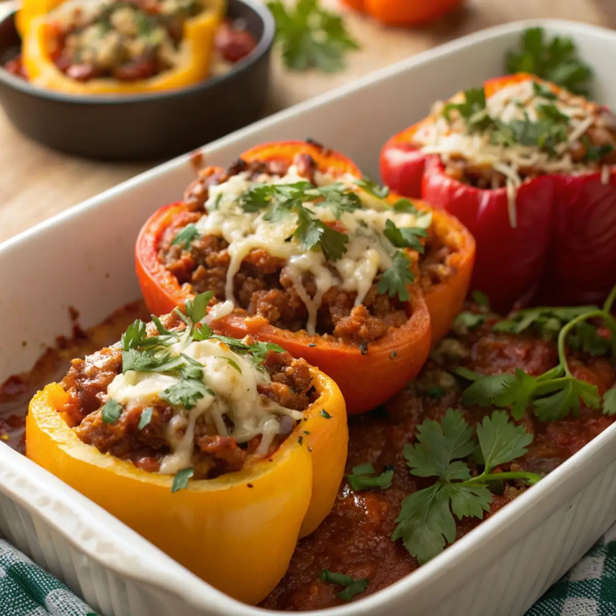 Chili-Stuffed Bell Peppers