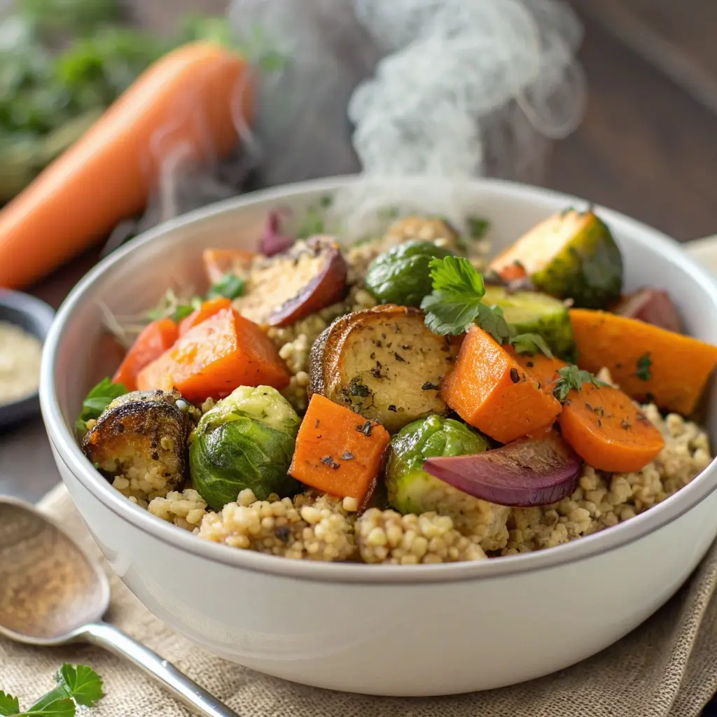 Warm Quinoa & Roasted Veggie Fall Salad (Hearty & Healthy)
