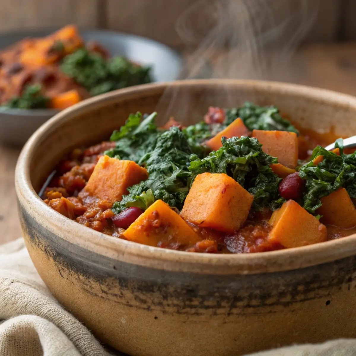 Chili with Sweet Potatoes & Kale