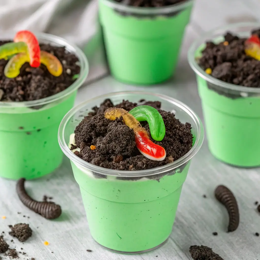 Halloween Slime Pudding Cups (Green & Spooky)