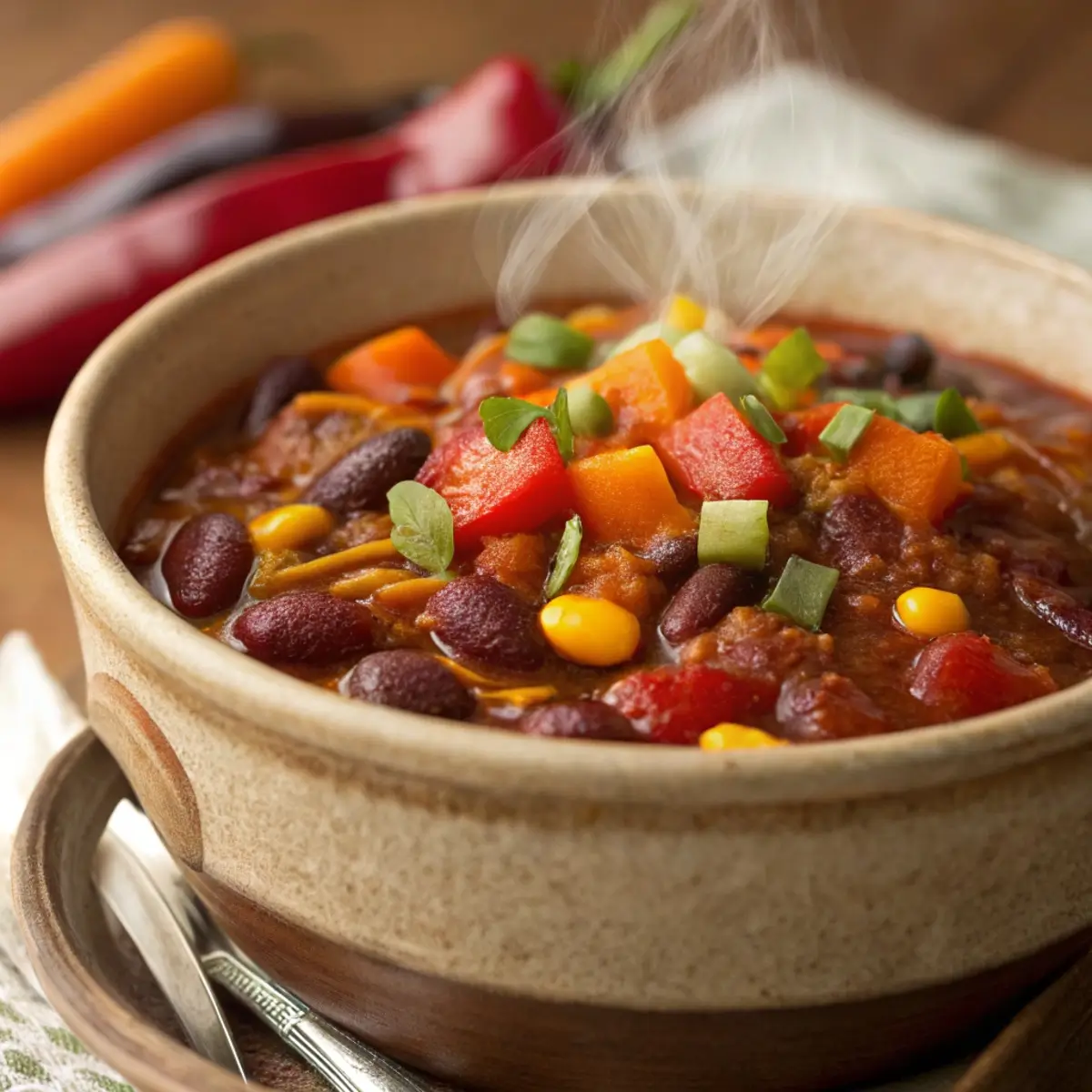 High Fiber Chili with Beans and Veggies