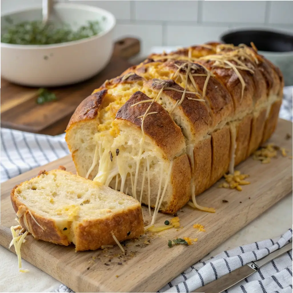 Cheesy Sourdough Discard Bread (Pull-Apart Loaf)