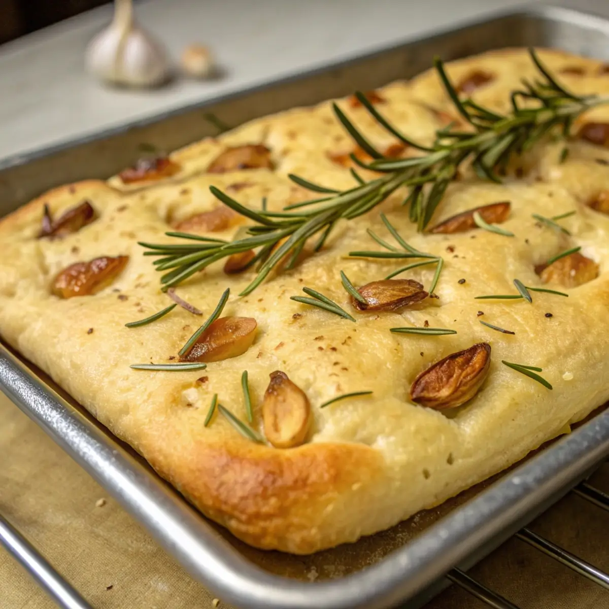Sourdough Focaccia with Rosemary and Garlic