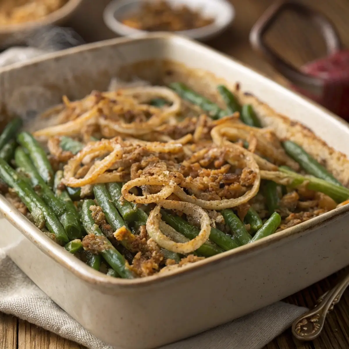 Green Bean Casserole with Caramelized Onions (Elegant Holiday Twist)