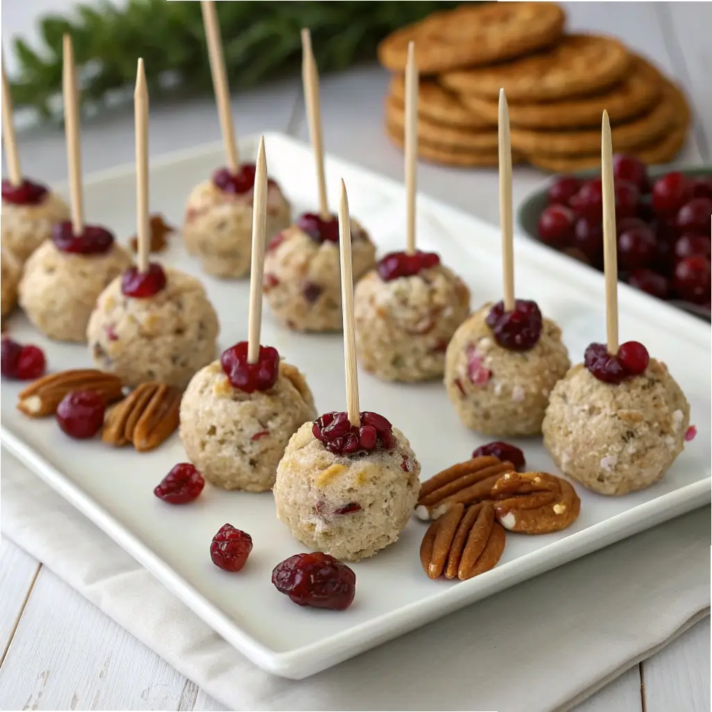 Cranberry Pecan Cheese Ball Bite Sized