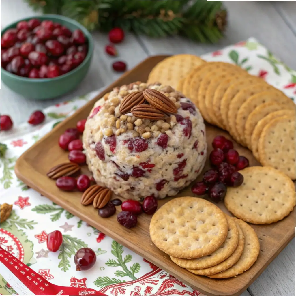 No Bake Cranberry Pecan Cheese Ball