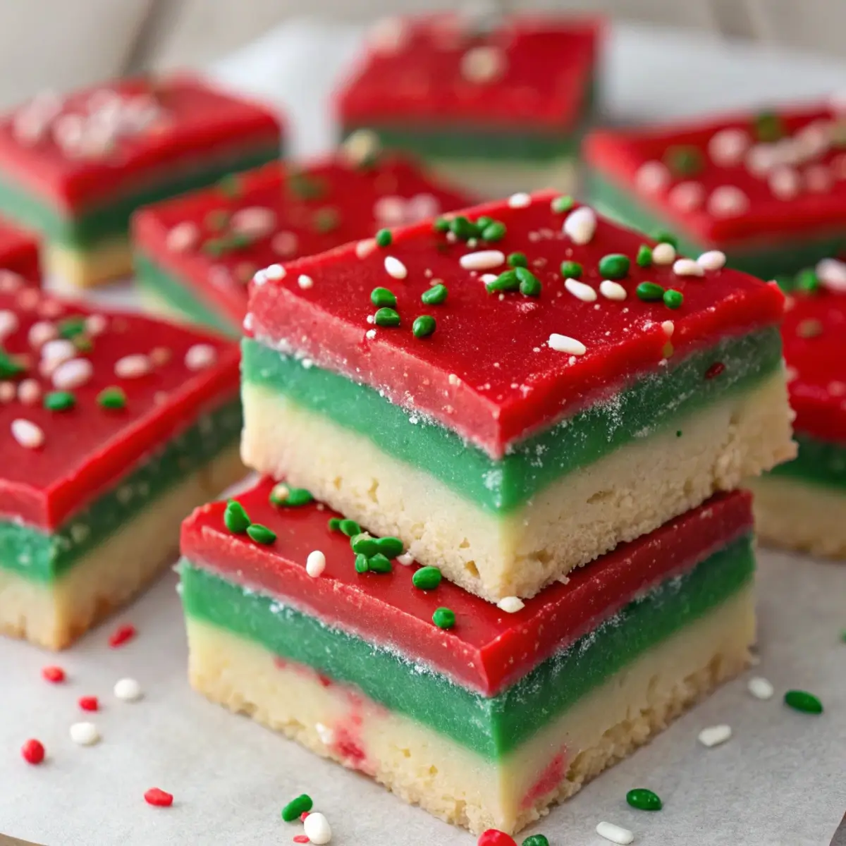 Sugar Cookie Fudge Layered with Red & Green Colors