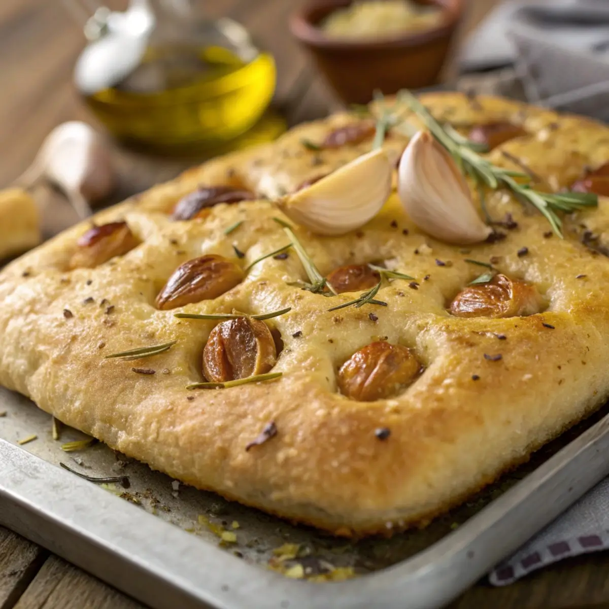 Sourdough Focaccia with Roasted Garlic Confit