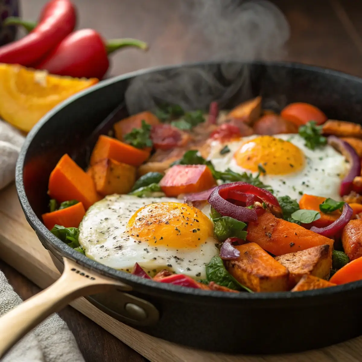 Sweet Potato Skillet with Eggs & Veggies