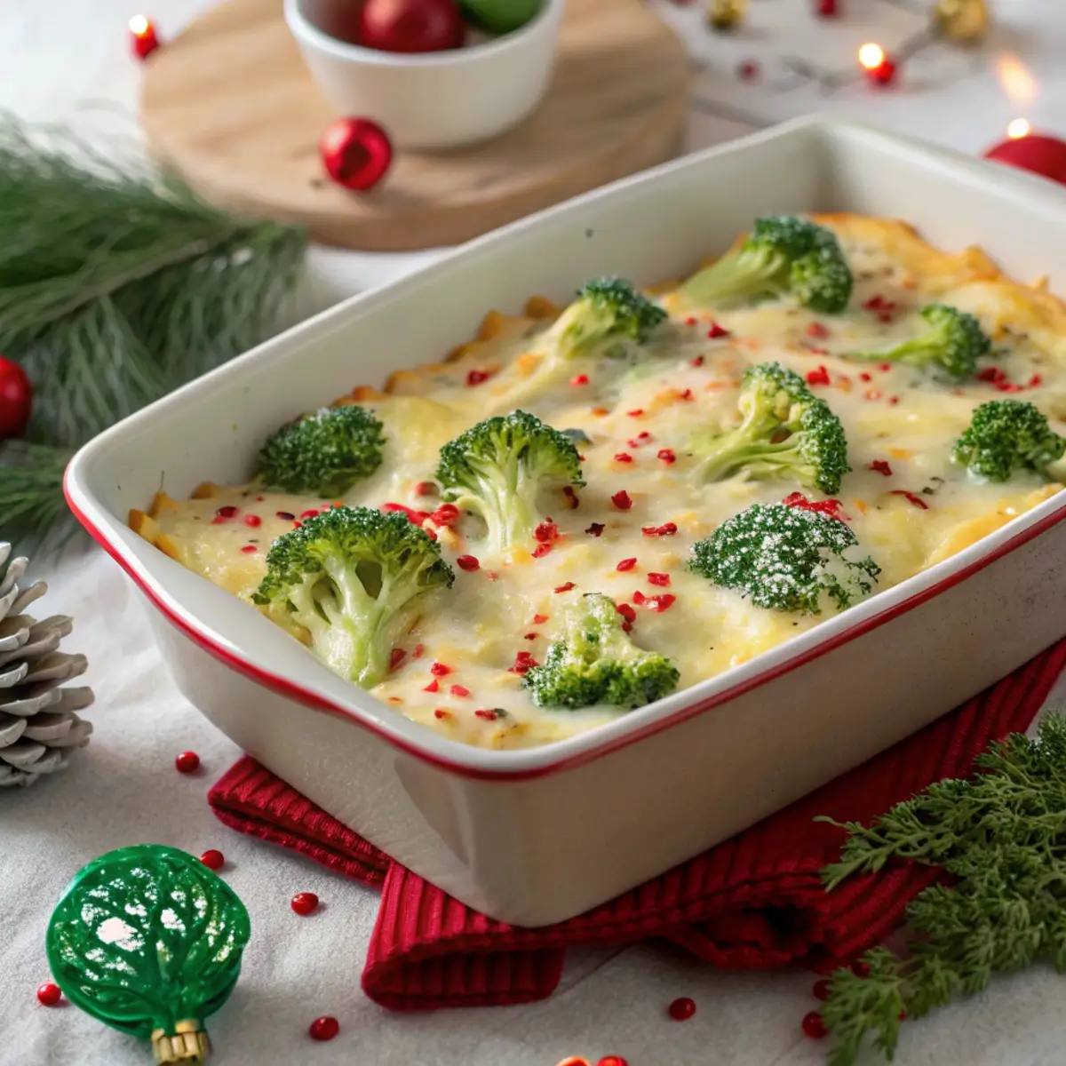 Holiday Broccoli Cheddar Casserole