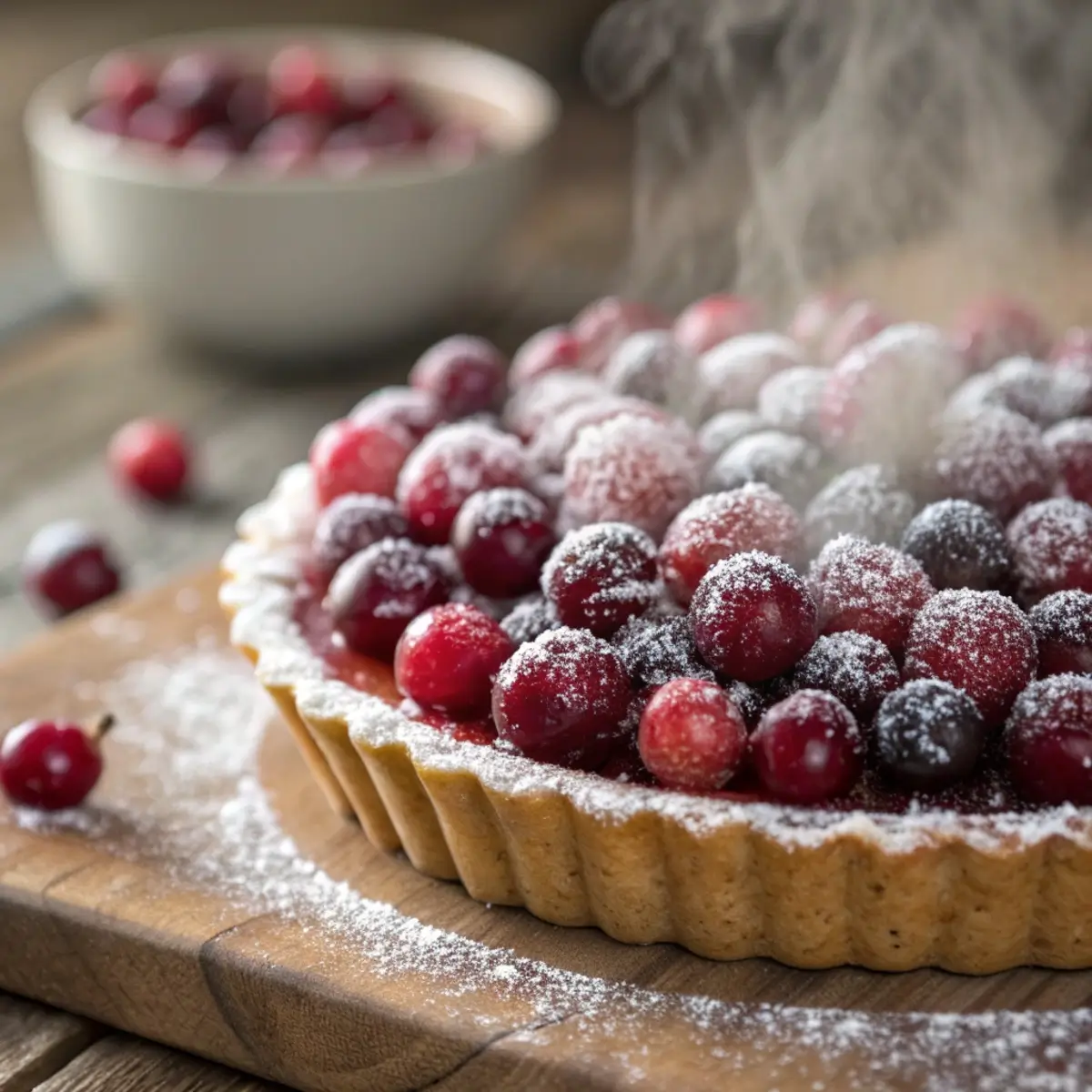 Cranberries Rolled in Sugar for Holiday Baking
