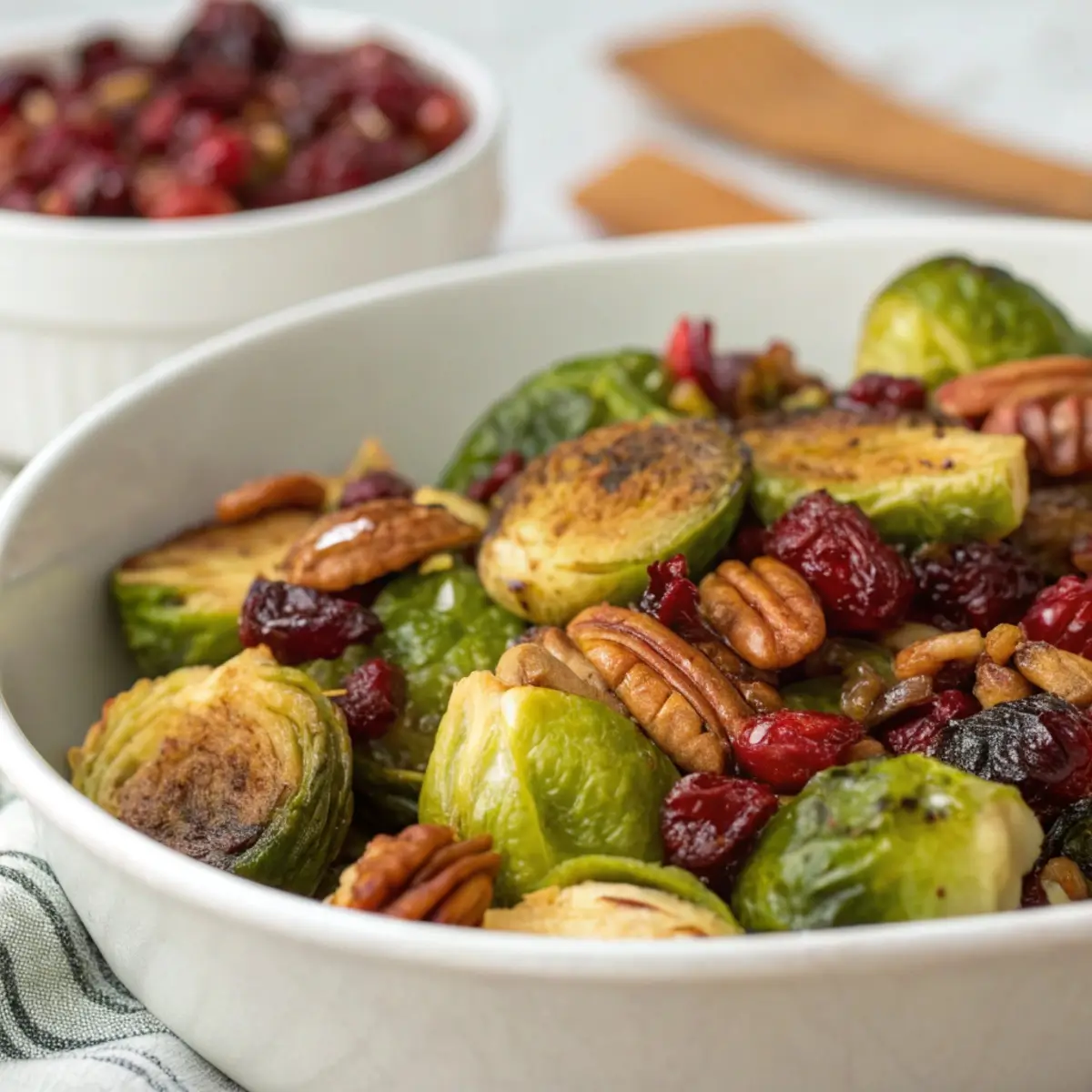 Cranberry Pecan Brussels Sprouts (Oven Roasted)