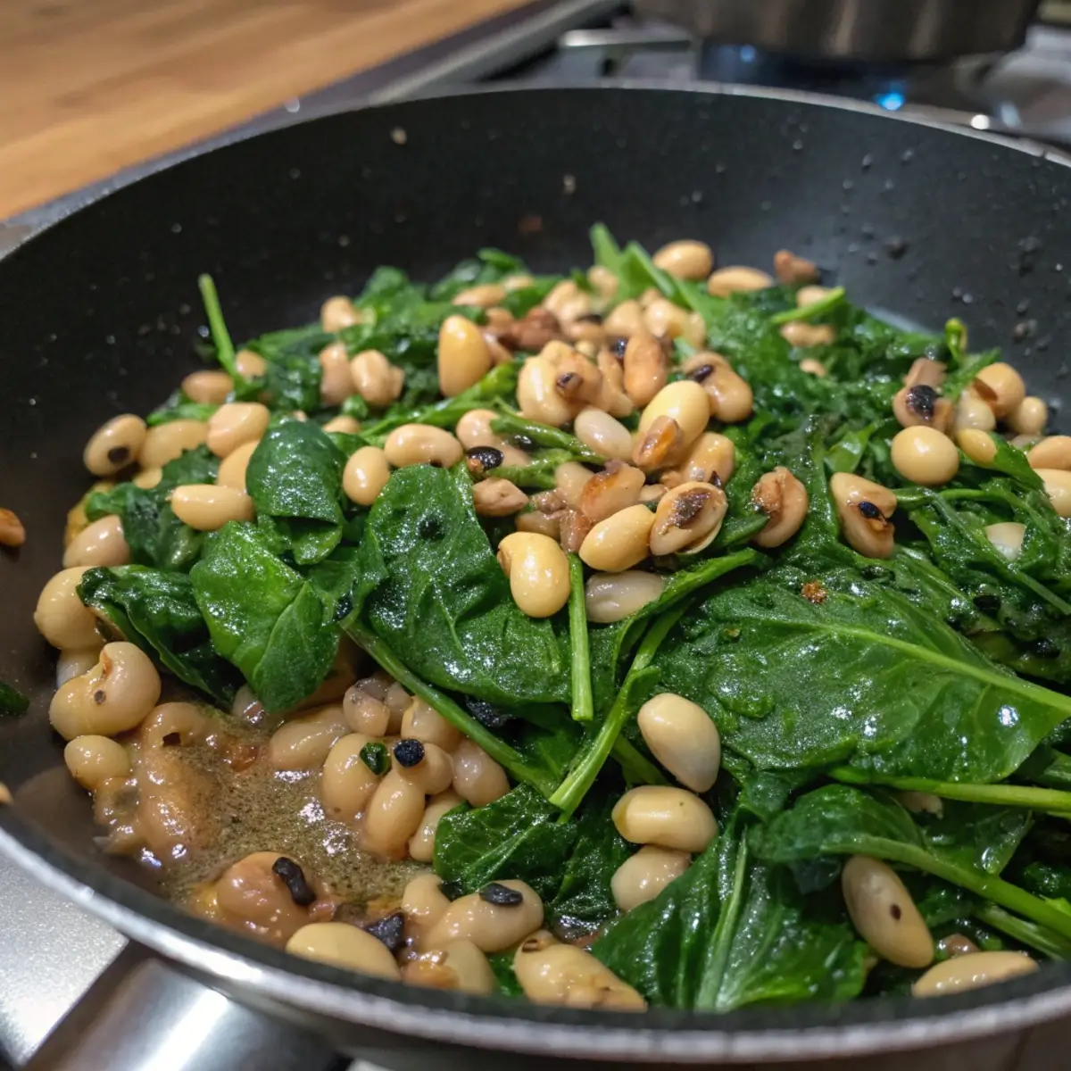 Black Eyed Peas with Spinach and Garlic
