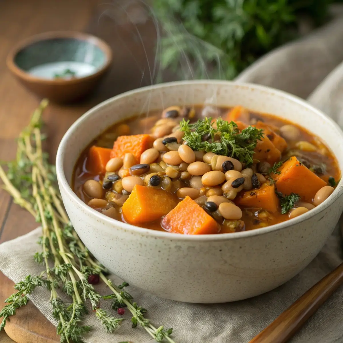 Black Eyed Peas Stew with Sweet Potatoes
