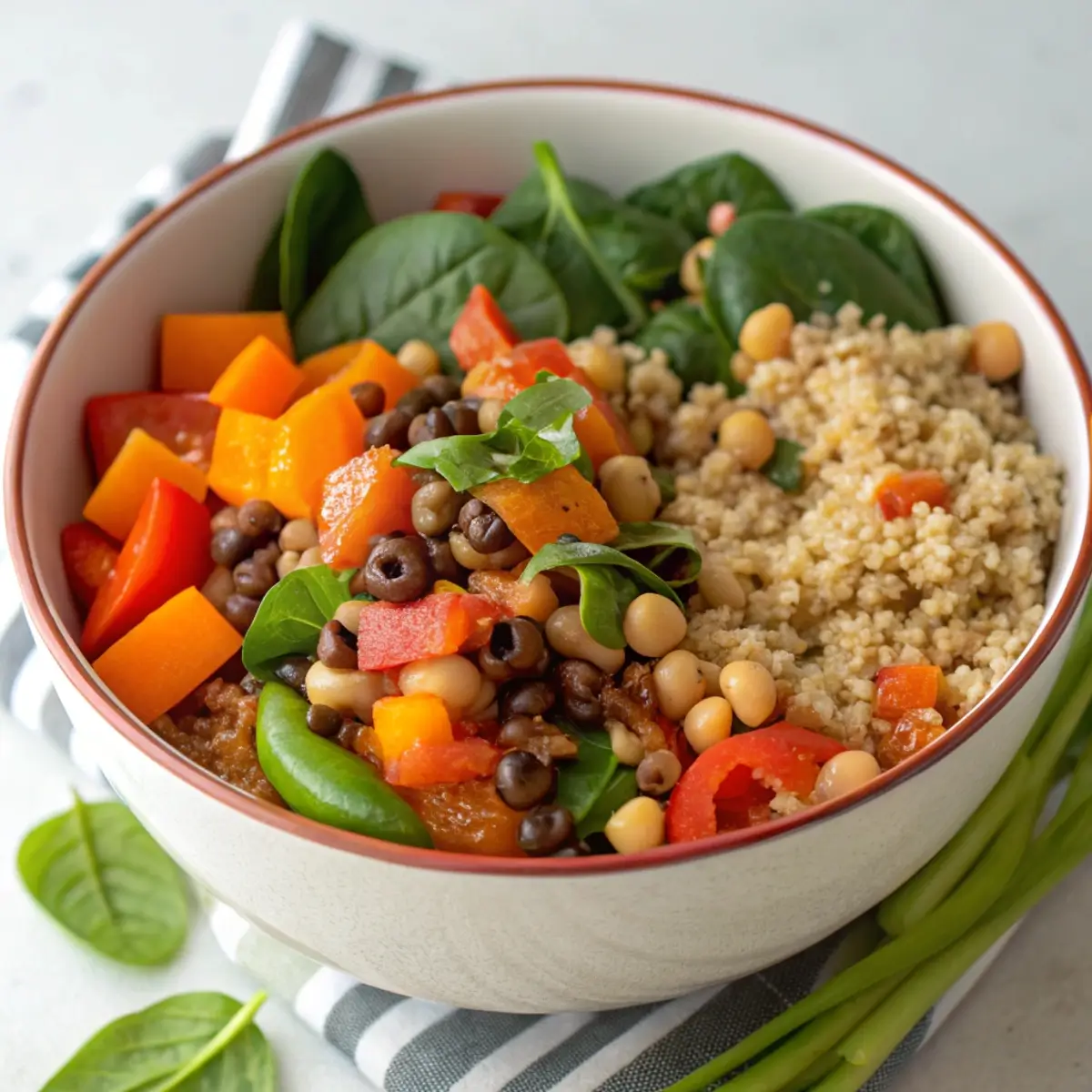 Black Eyed Peas and Quinoa Healthy Bowl