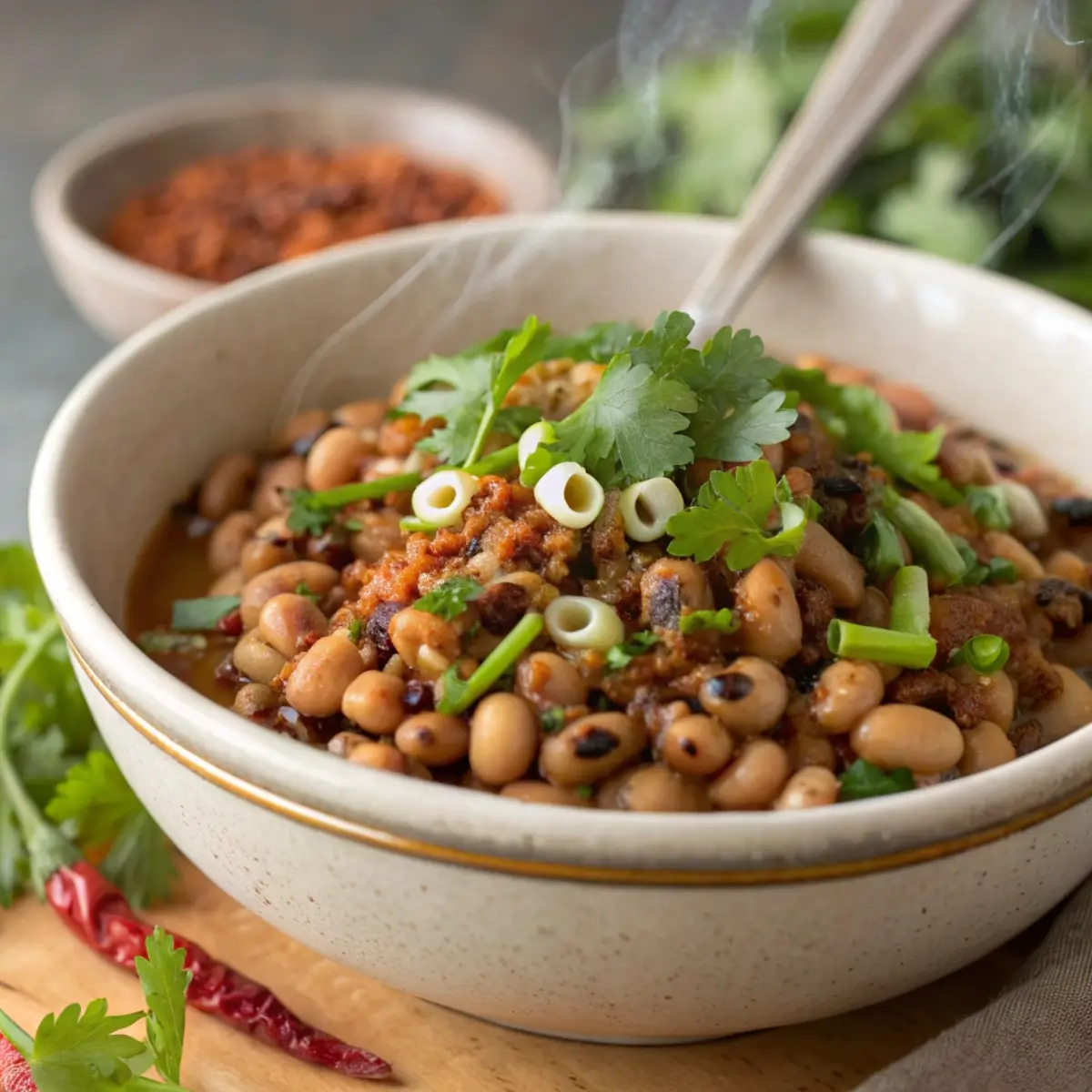 Spicy Garlic Black Eyed Peas Recipe