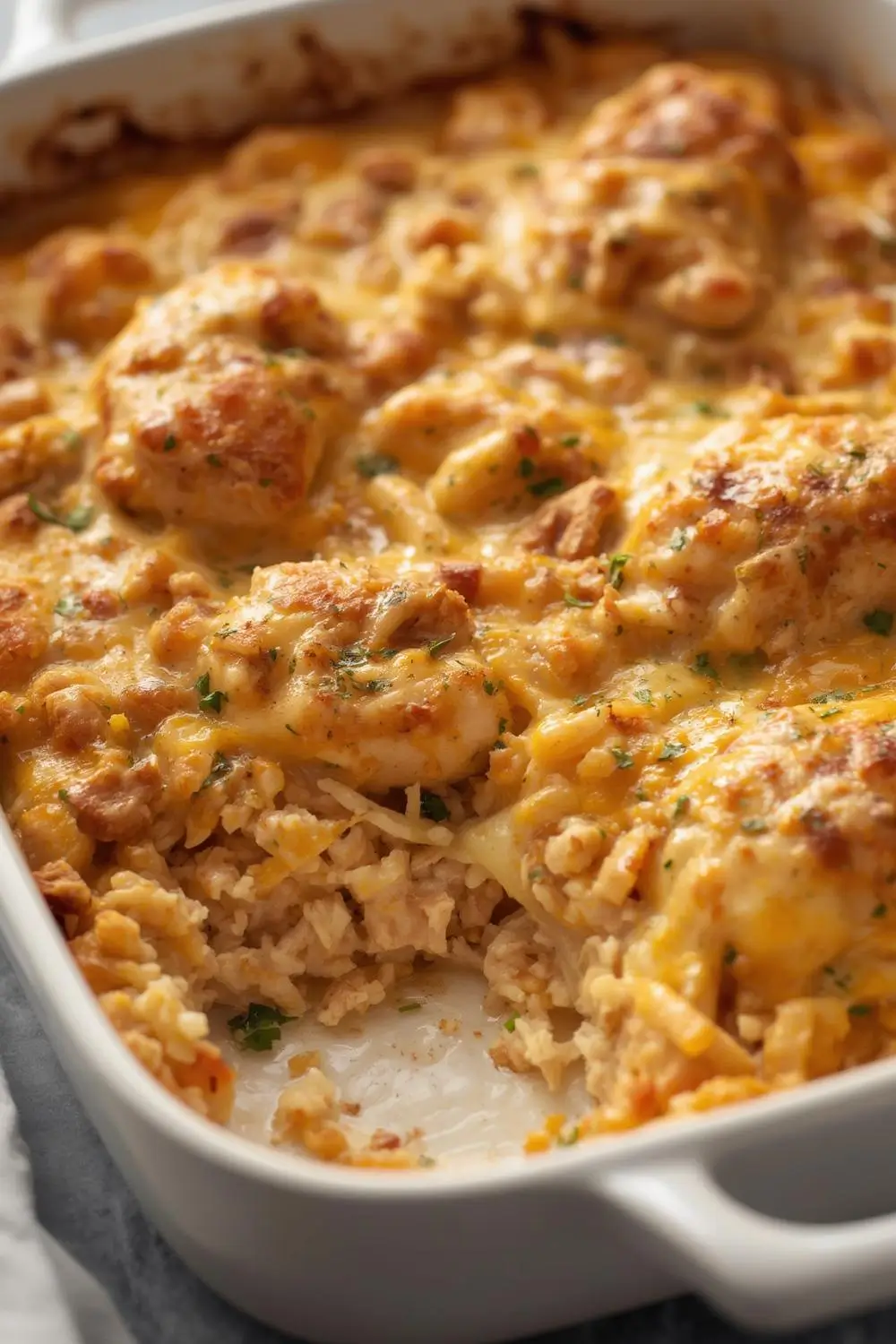 Cheesy Baked Chicken and Rice Casserole