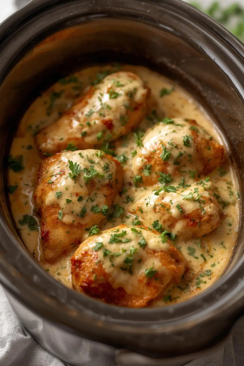 Creamy Crockpot Garlic Parmesan Chicken – Set It & Forget It!