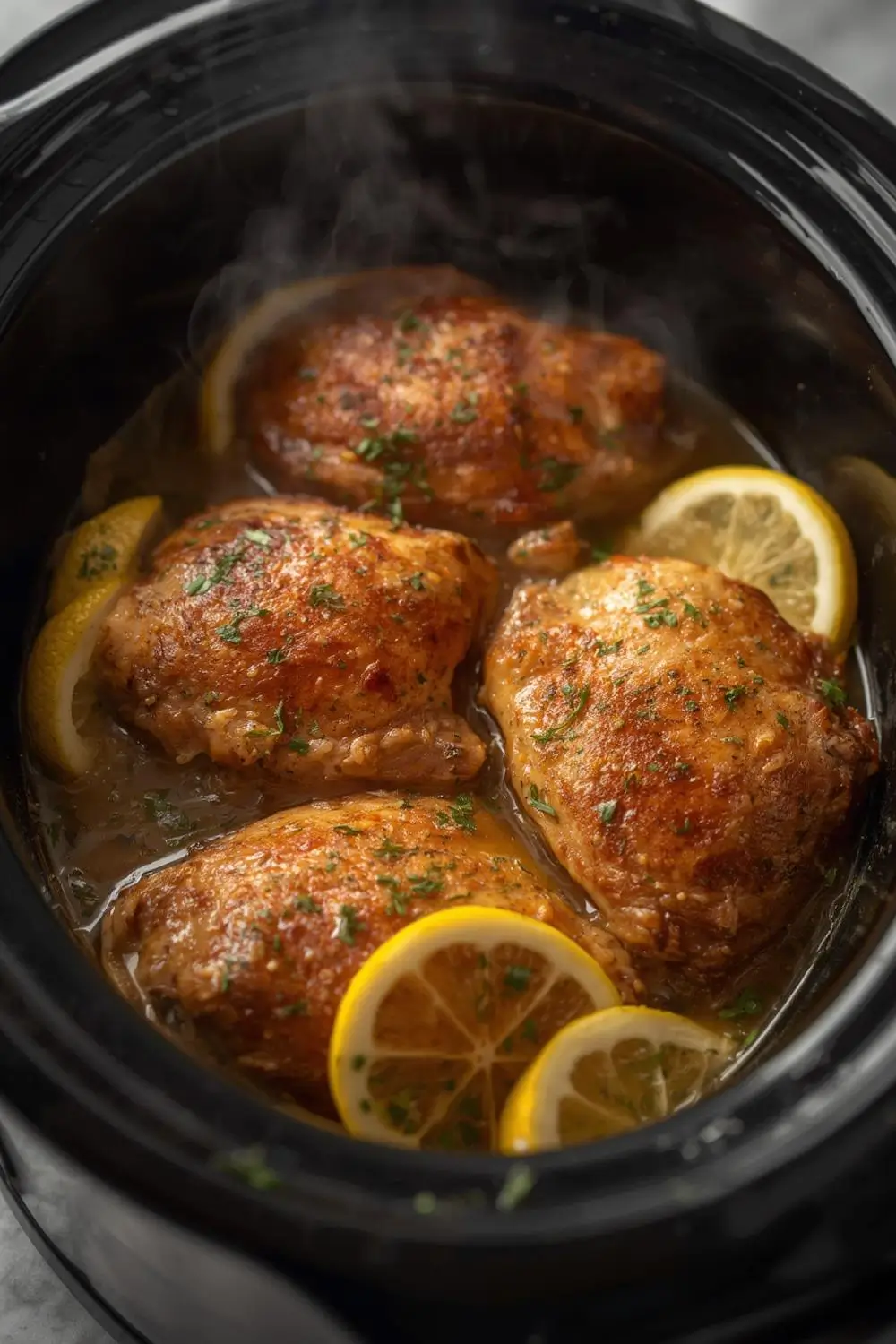 Crockpot Lemon Garlic Herb Chicken – Juicy & Tender!