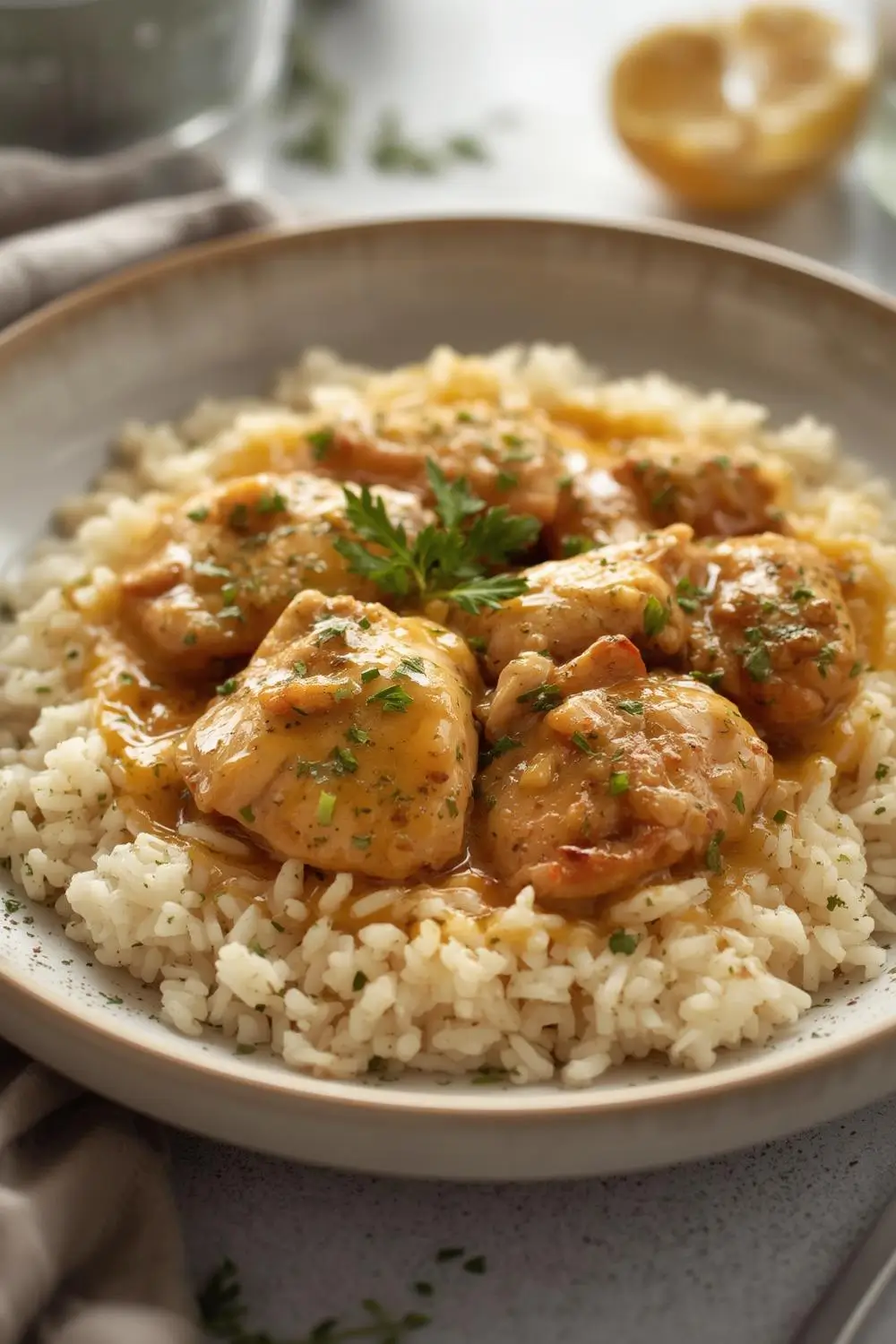 Easy Creamy Garlic Butter Chicken Rice Dinner