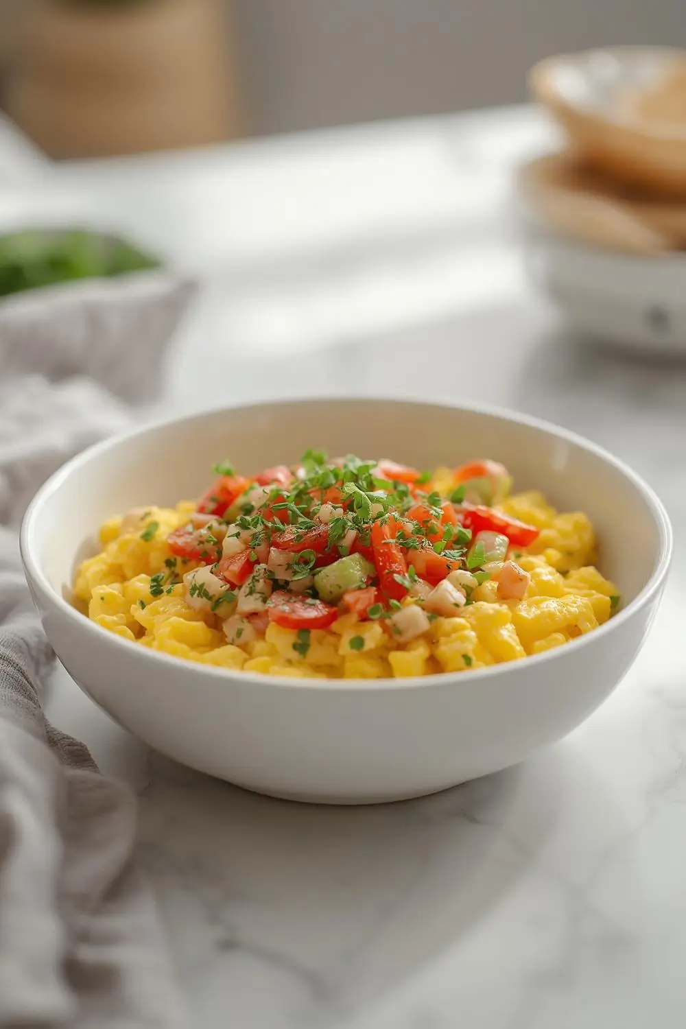 Easy Creamy Scrambled Eggs Breakfast Bowl