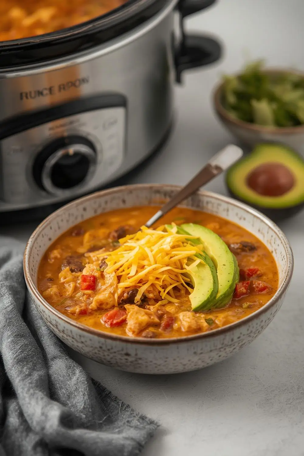 Easy Crockpot Creamy Chicken Enchilada Soup Recipe