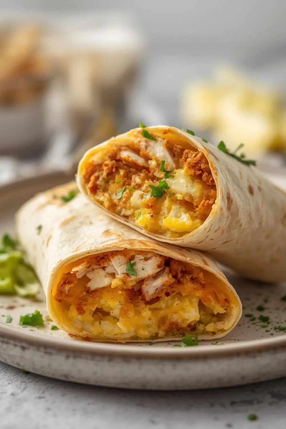 Make ahead breakfast burritos with chicken