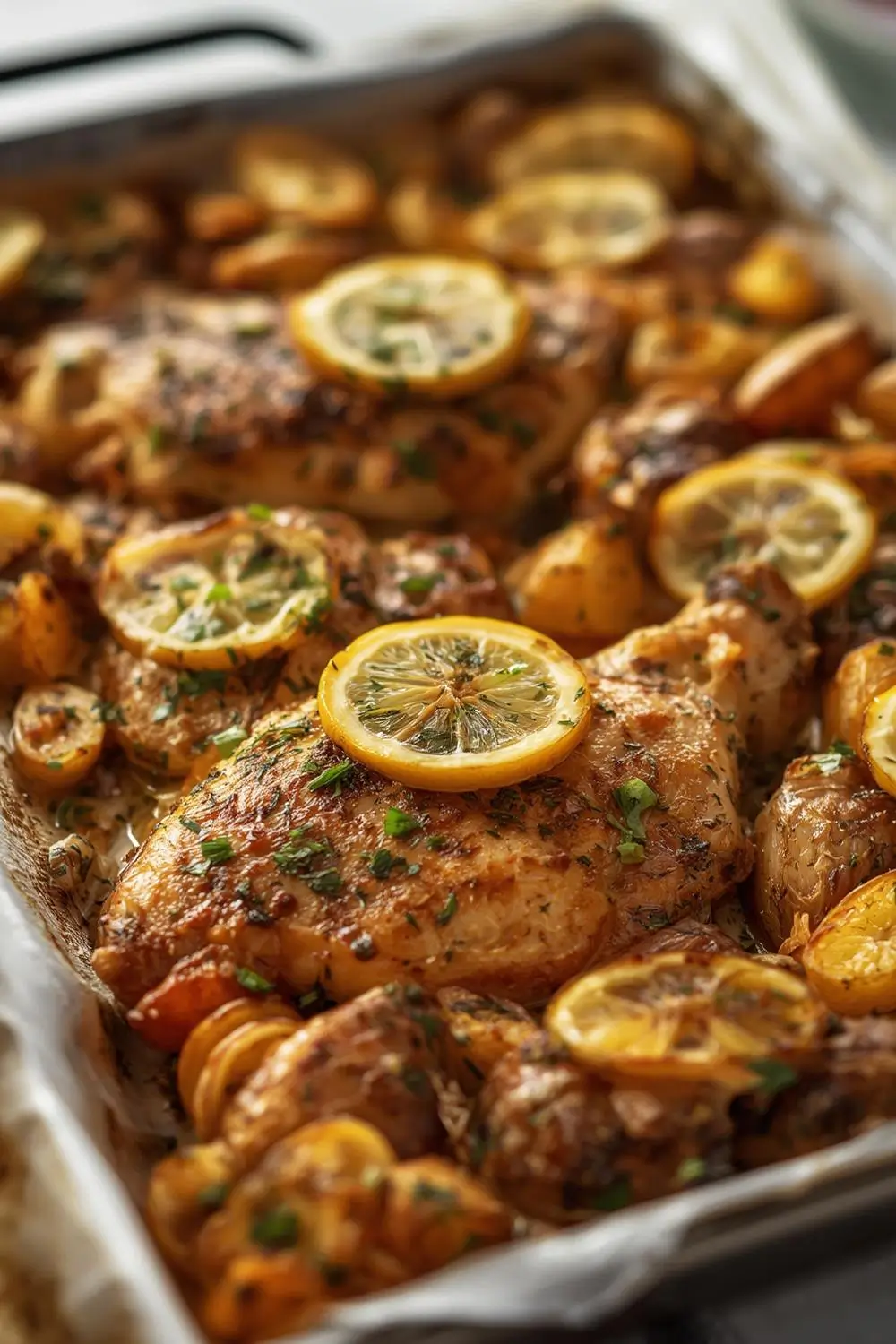 One Pan Lemon Herb Chicken & Potatoes – Easy Dinner Idea!