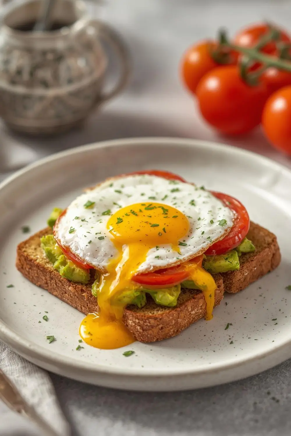 Quick Avocado Tomato Egg Breakfast Toast | 5 Minute Healthy Breakfast Idea