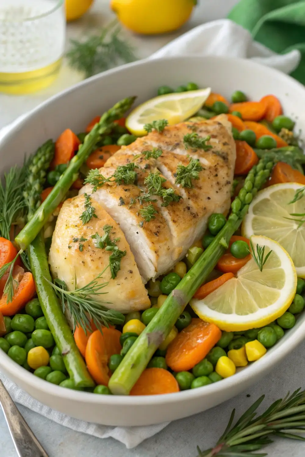 Lemon Dill Chicken with Fresh Spring Vegetables Dinner Recipe