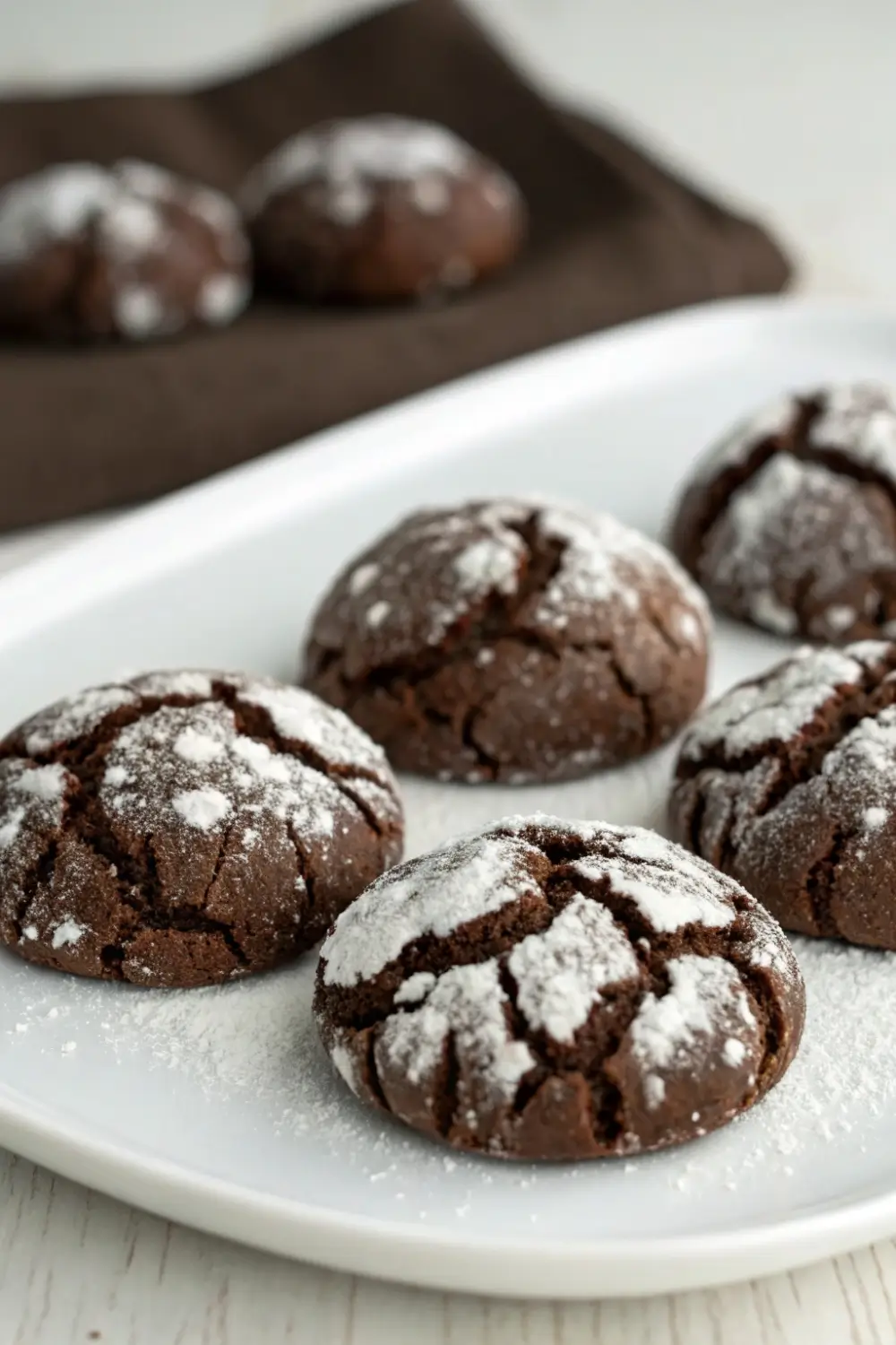 Brownie Mix Cookies with Powdered Sugar Coating