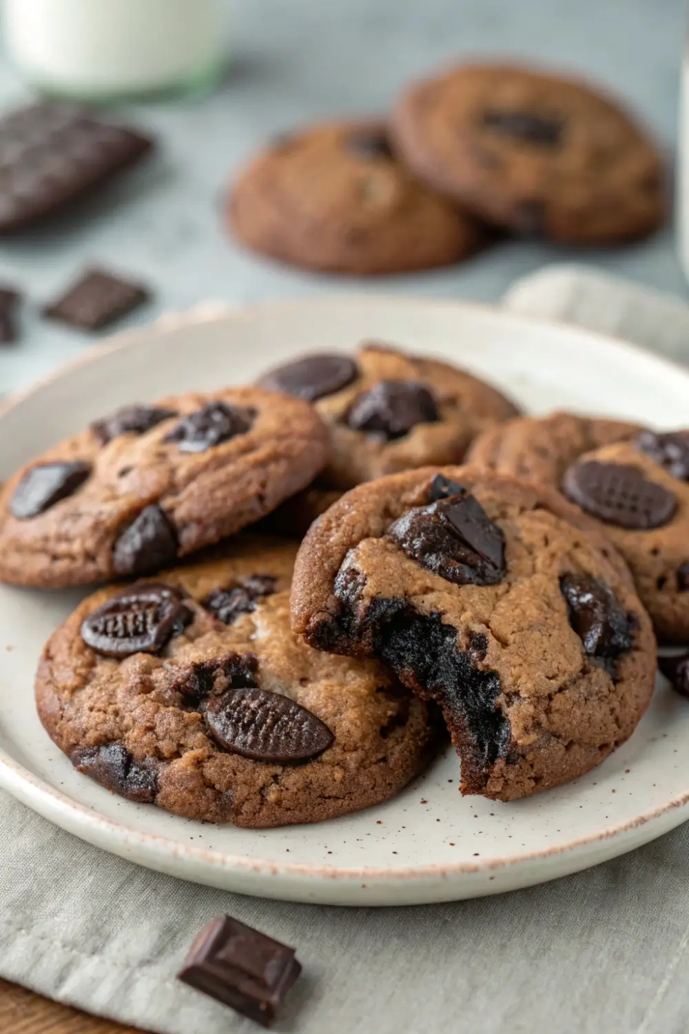 Brownie Mix Cookies with Oreo Chunks Inside