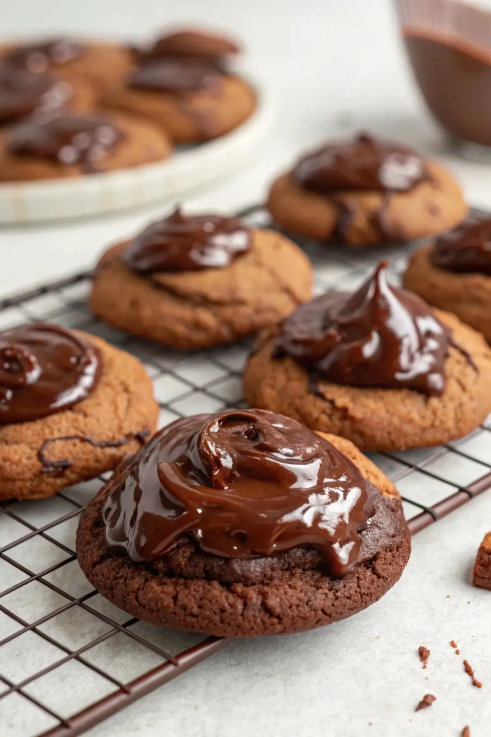 Brownie Mix Cookies with Chocolate Ganache Topping