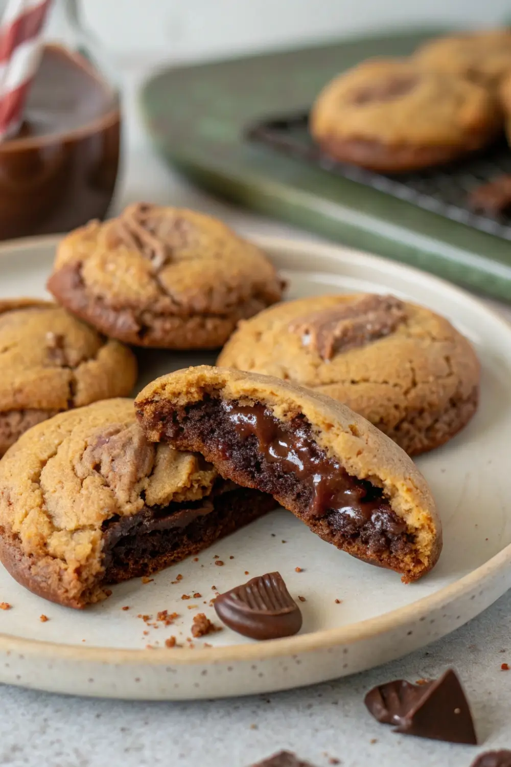 Brownie Mix Cookies Stuffed with Nutella Center