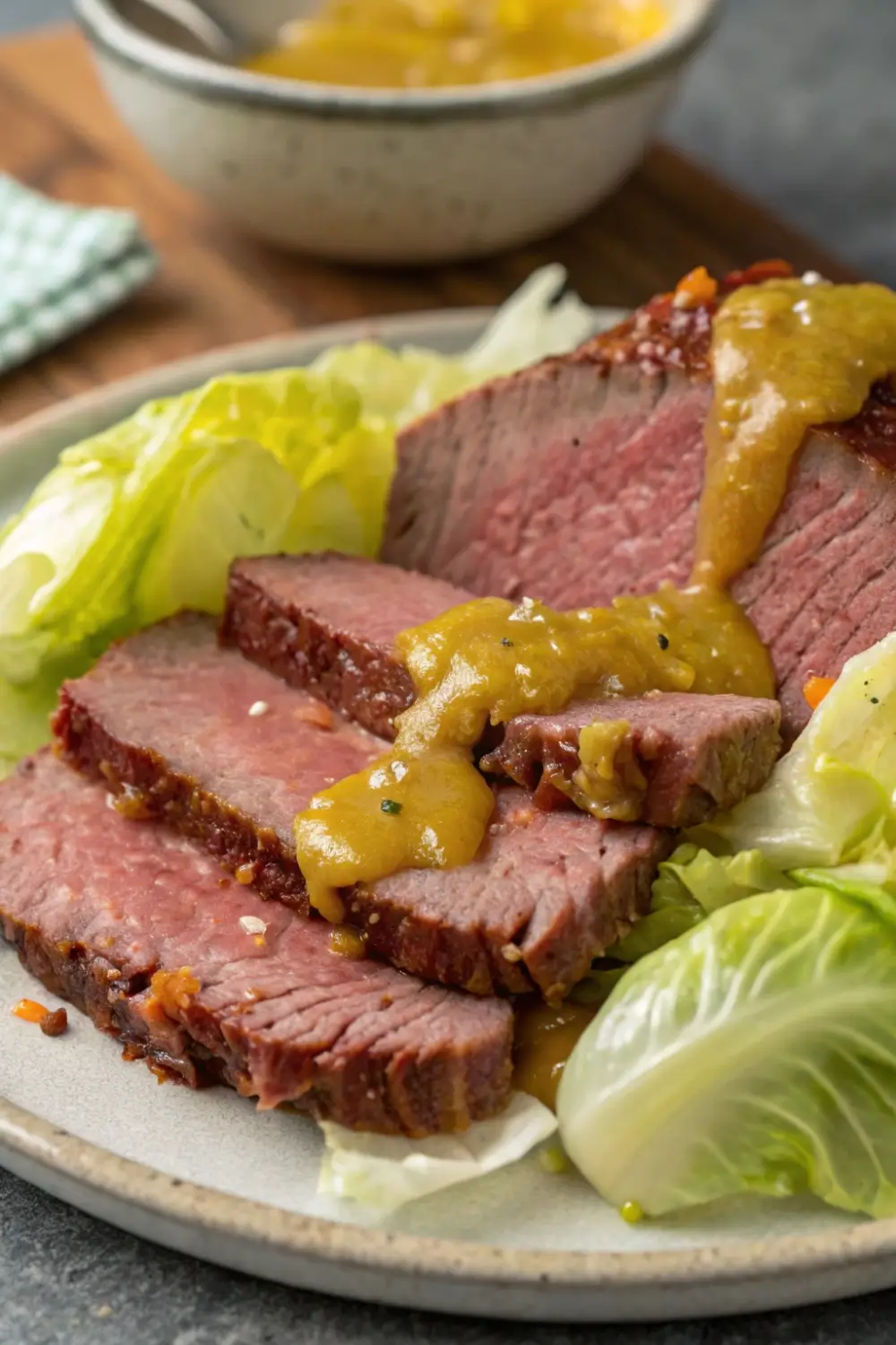 Corned Beef and Cabbage with Mustard Glaze