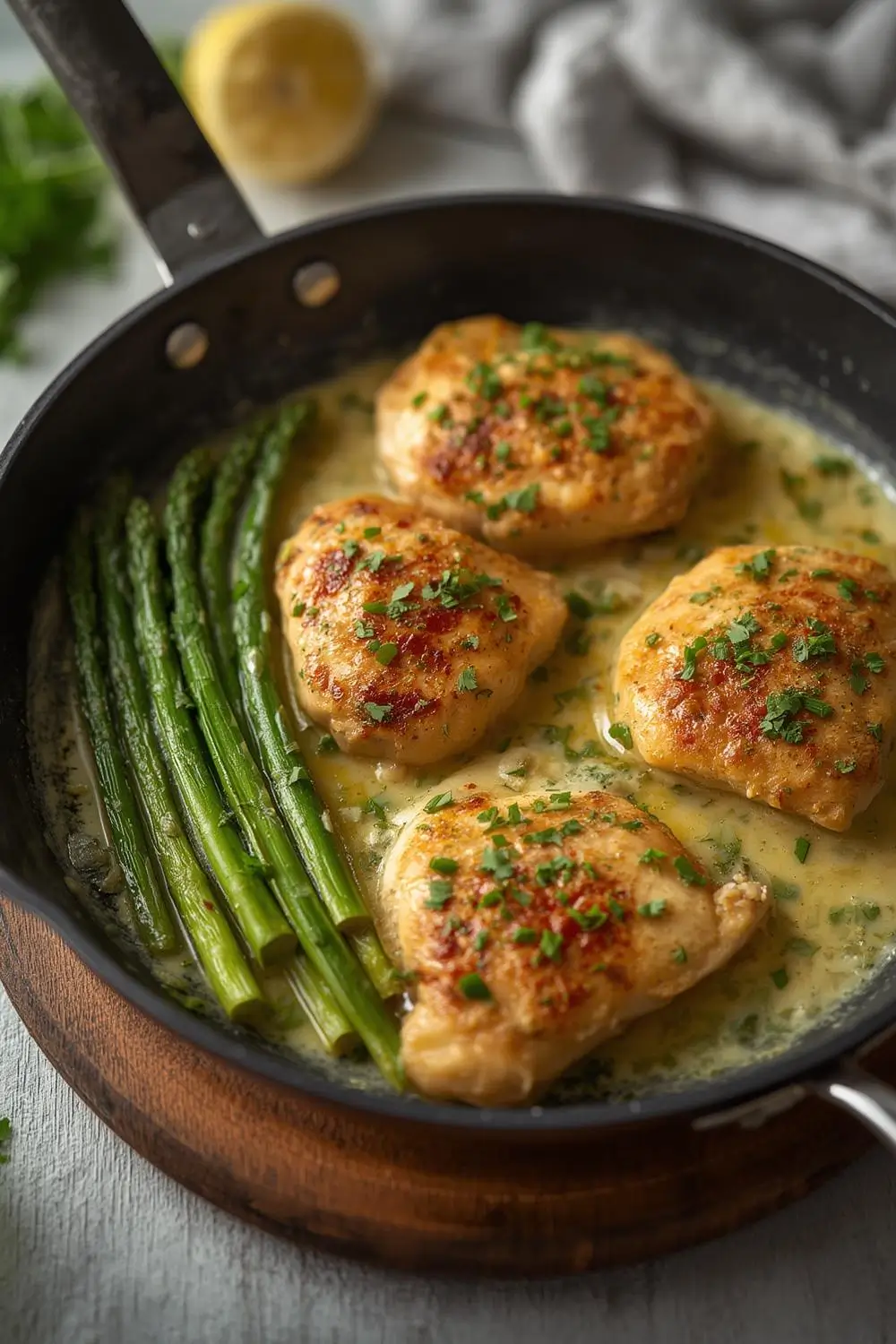 Creamy Asparagus Chicken Dinner in One Pan — Easy Weeknight Meal