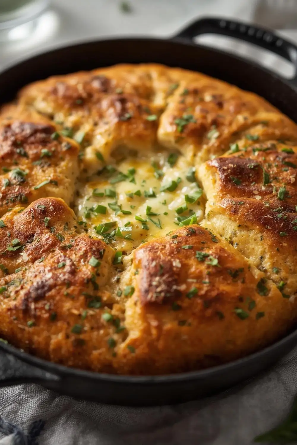Crispy Sourdough Discard Cheesy Herb Skillet Bread You Need to Make Tonight