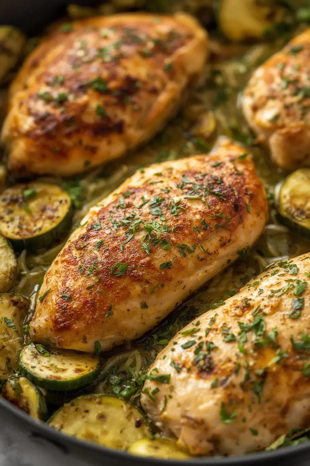 Easy Baked Chicken with Zucchini and Herbs