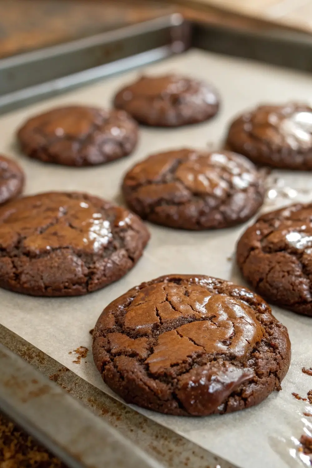 Fudgy Brownie Mix Cookies with Crackle Tops